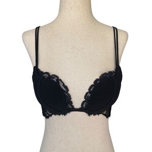 La Perla Black and Blue Lace Bra 34 B